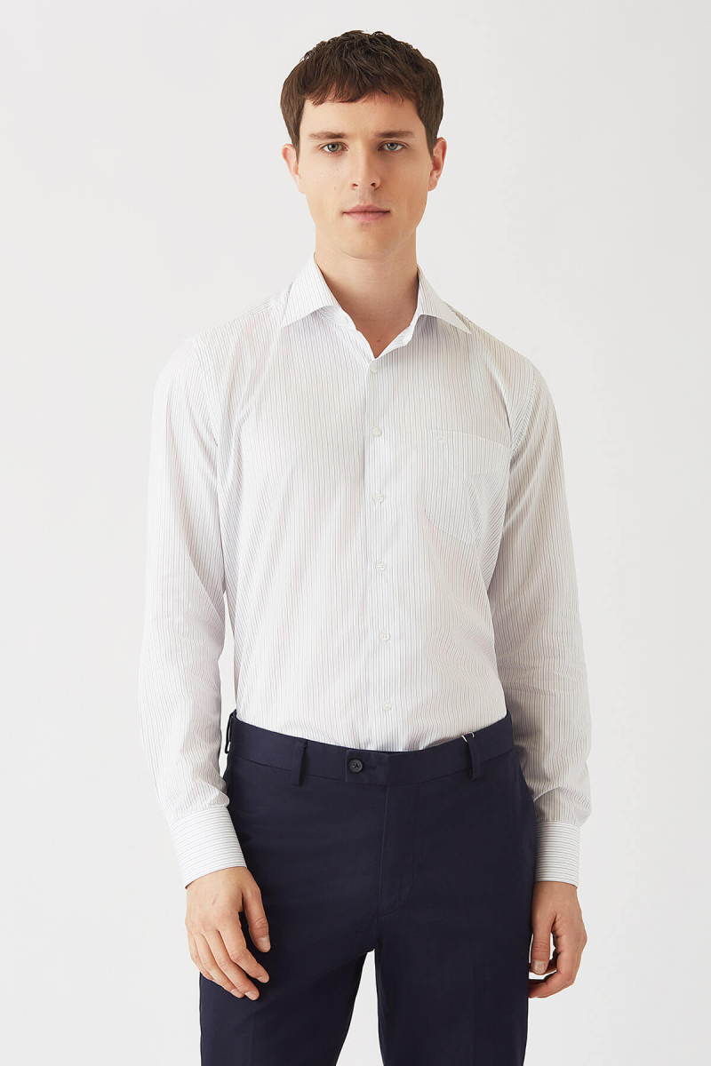 Regular Fit Lacivert Klasik Erkek Gömlek - 4