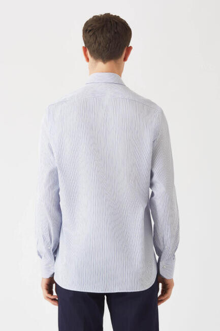 Erkek Mavi Pamuk Regular Fit Klasik Gömlek - 2