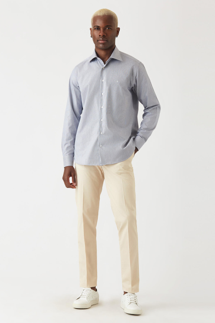 Lacivert Klasik Regular Fit Erkek Gömlek - 4
