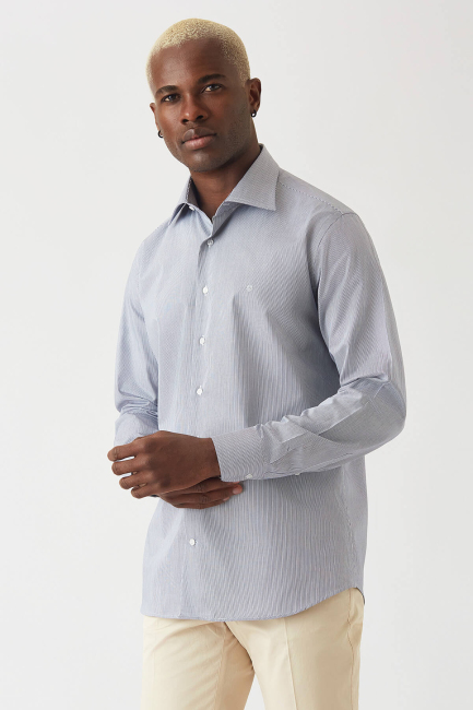 Lacivert Klasik Regular Fit Erkek Gömlek - 1