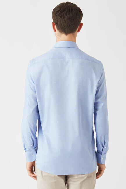 Regular Fit Mavi Klasik Erkek Gömlek - 2
