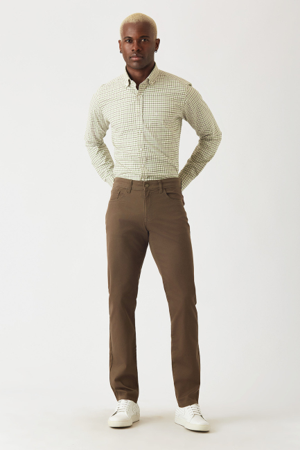 Regular Fit Yeşil Paşa Yaka Spor Erkek Gömlek - 4