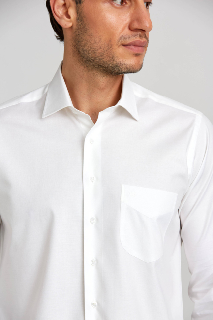 Regular Fit Klasik Beyaz Basic Erkek Gömlek - 3