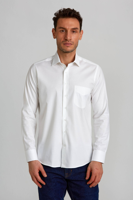 Regular Fit Klasik Beyaz Basic Erkek Gömlek