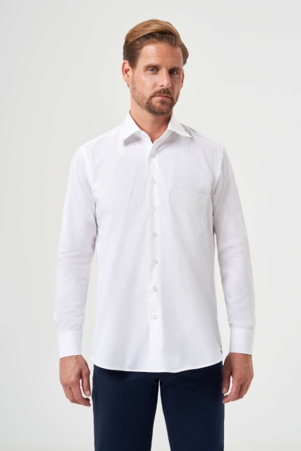 Regular Fit Klasik Beyaz Erkek Gömlek - 1