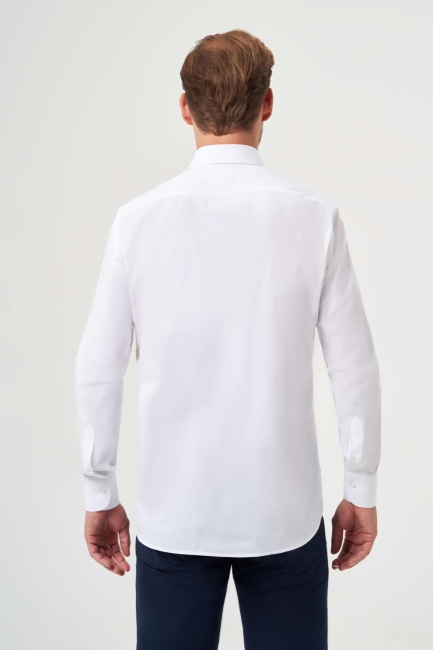 Regular Fit Klasik Beyaz Erkek Gömlek - 2