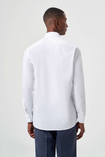 Regular Fit Klasik Beyaz Basic Erkek Gömlek - 2
