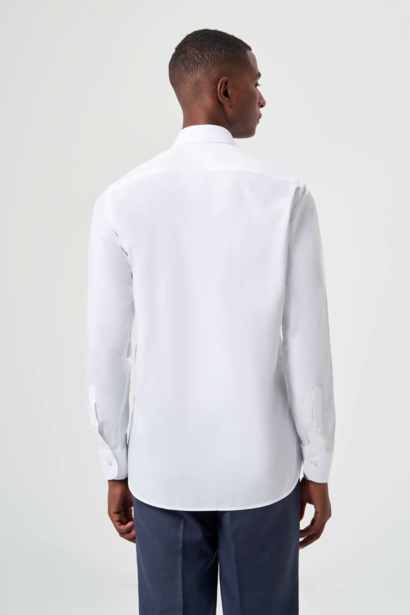 Regular Fit Klasik Beyaz Basic Erkek Gömlek - 2