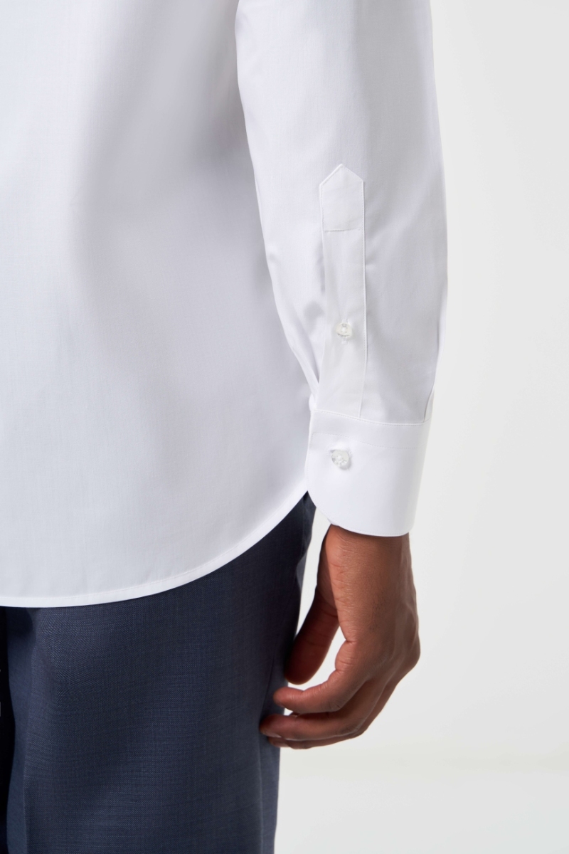 Regular Fit Klasik Beyaz Basic Erkek Gömlek - 4