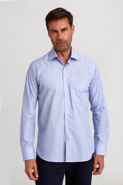 Regular Fit Açık Mavi Basic Klasik Erkek Gömlek - 4