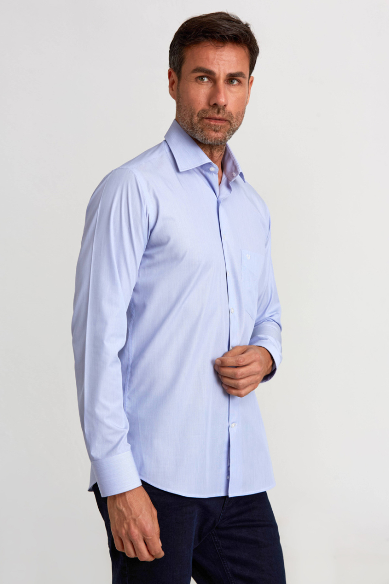 Regular Fit Açık Mavi Basic Klasik Erkek Gömlek - 1
