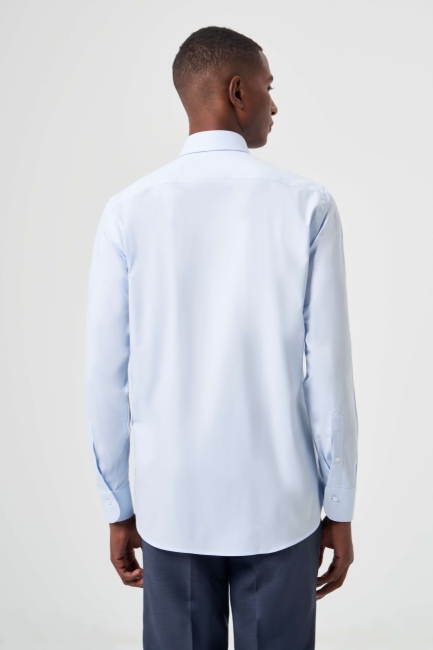 Regular Fit Açık Mavi Basic Klasik Erkek Gömlek - 2