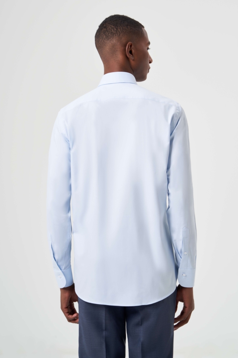 Regular Fit Açık Mavi Basic Klasik Erkek Gömlek - 2