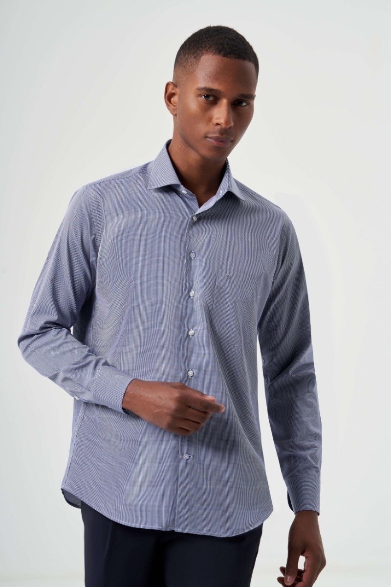 Regular Fit Lacivert Spor Basic Erkek Gömlek - 1