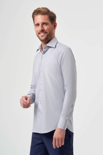Regular Fit Klasik Gri Basic Erkek Gömlek - 1