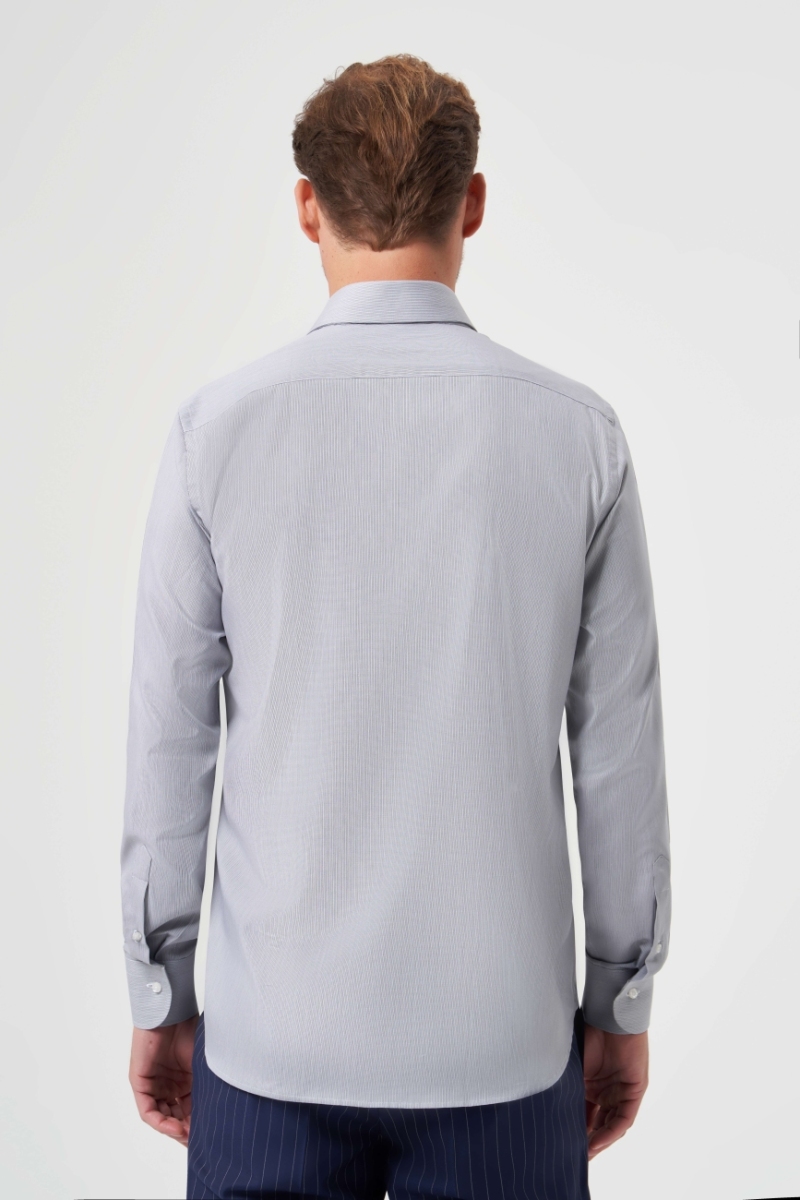Regular Fit Klasik Gri Basic Erkek Gömlek - 2