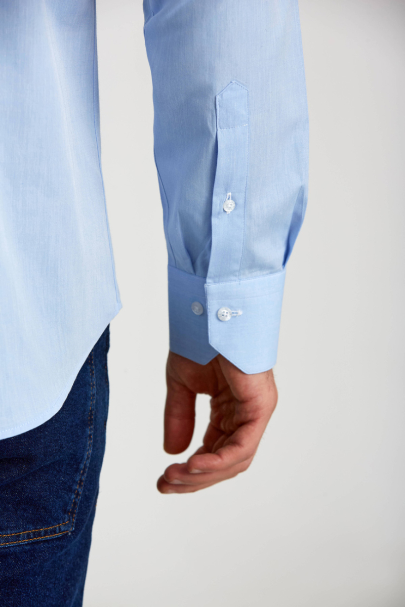 Regular Fit Mavi Basic Klasik Erkek Gömlek - 3