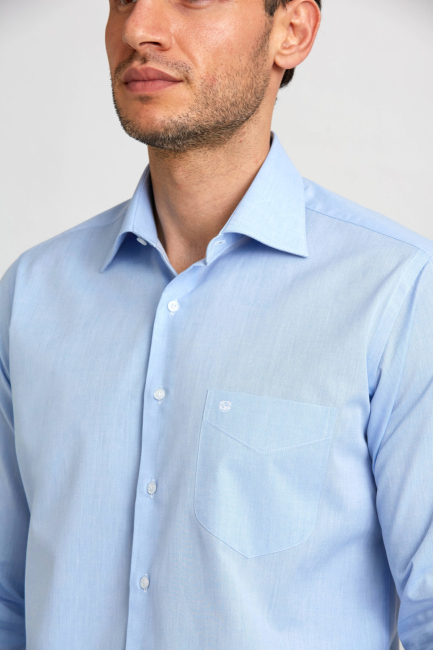 Regular Fit Mavi Basic Klasik Erkek Gömlek - 4