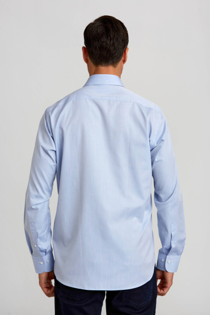 Regular Fit Açık Mavi Basic Klasik Erkek Gömlek - 2