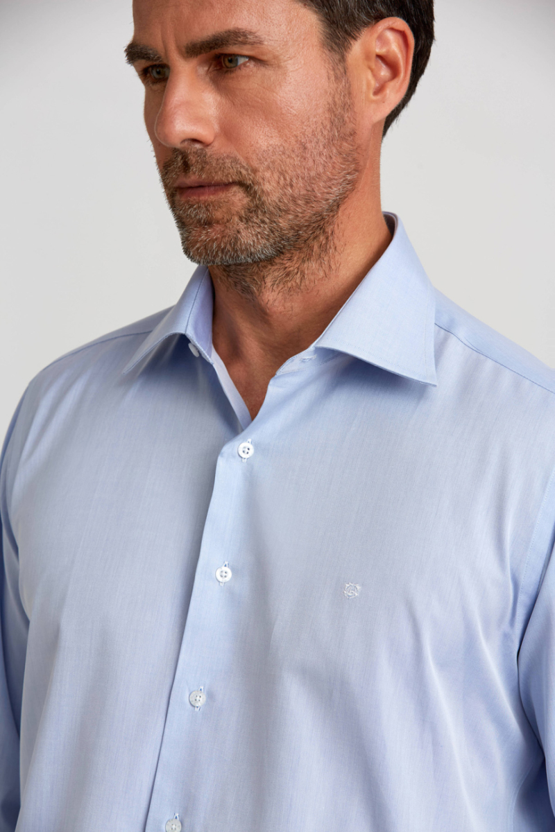 Regular Fit Açık Mavi Basic Klasik Erkek Gömlek - 4