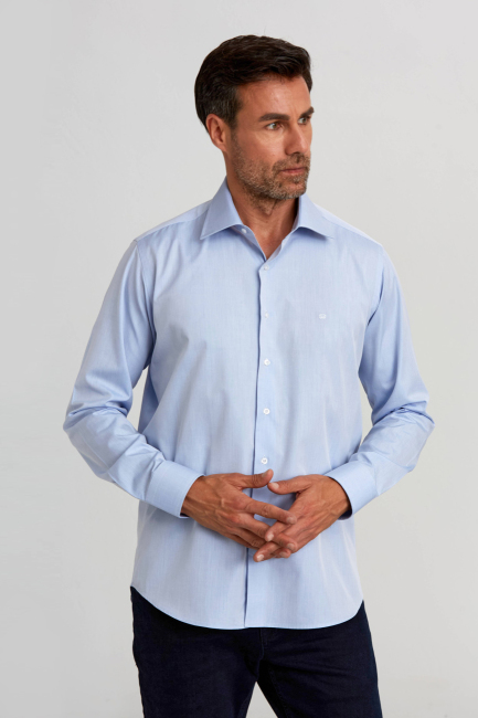 Regular Fit Açık Mavi Basic Klasik Erkek Gömlek - 5