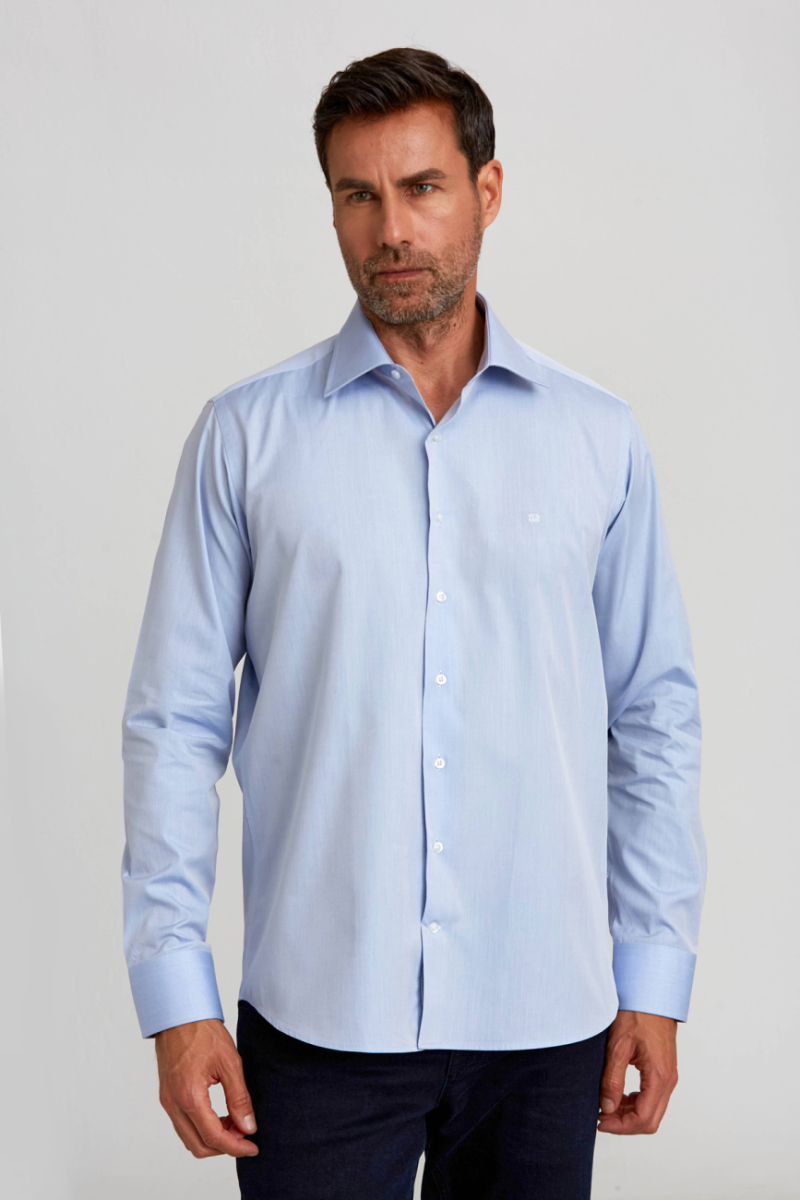 Regular Fit Açık Mavi Basic Klasik Erkek Gömlek - 1