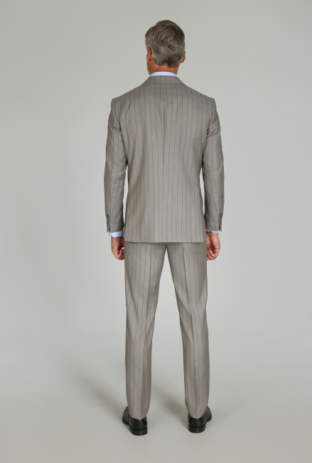 Gri Comfort Fit Mono Yaka Çift Yırtmaçlı Sedef Düğmeli 6 Drop Yün Takım Elbise - 5