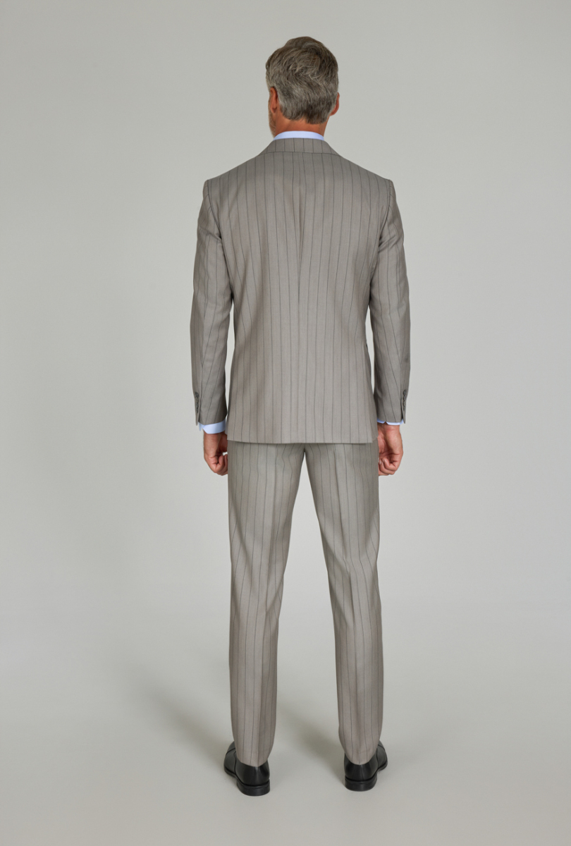 Gri Comfort Fit Mono Yaka Çift Yırtmaçlı Sedef Düğmeli 6 Drop Yün Takım Elbise - 5