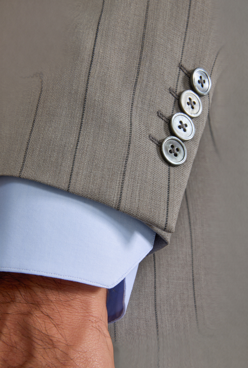 Gri Comfort Fit Mono Yaka Çift Yırtmaçlı Sedef Düğmeli 6 Drop Yün Takım Elbise - 8