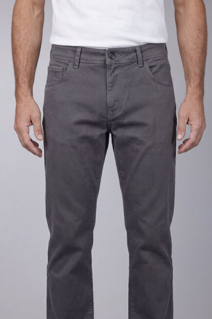 Gri Gabardin Pamuklu 5 Cepli Spor Pantolon - 1