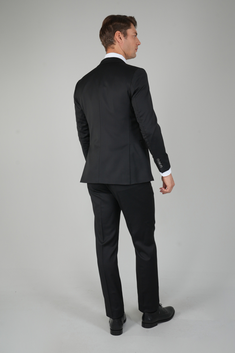 Gri Kırlangıç Yaka Çift Yırtmaçlı 6 Drop Yün Takım Elbise (1)