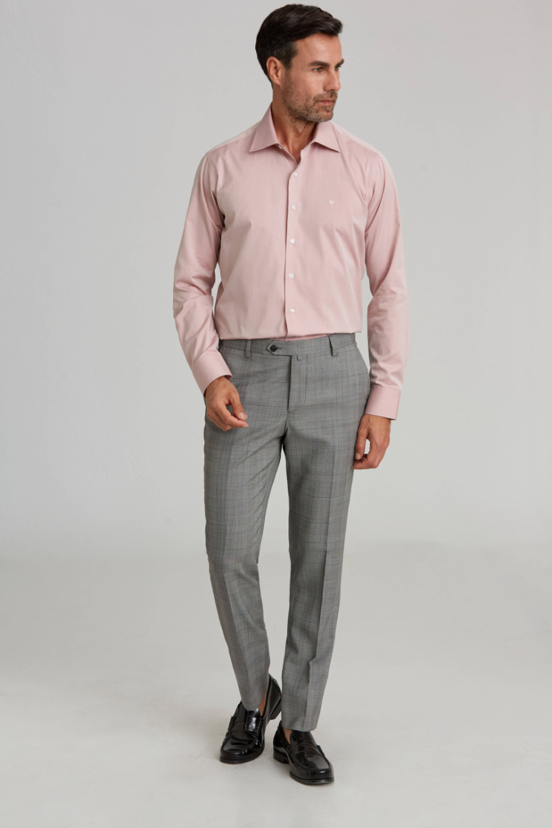 Gri Modern Fit Klasik Erkek Yün Pantolon - 2