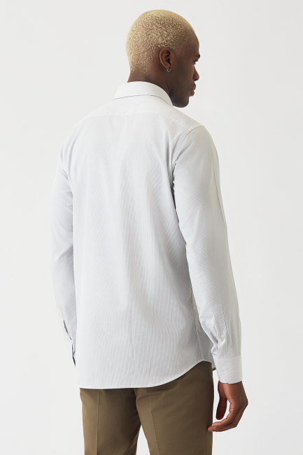 Gri Pamuk Klasik Regular Fit Erkek Gömlek - 2