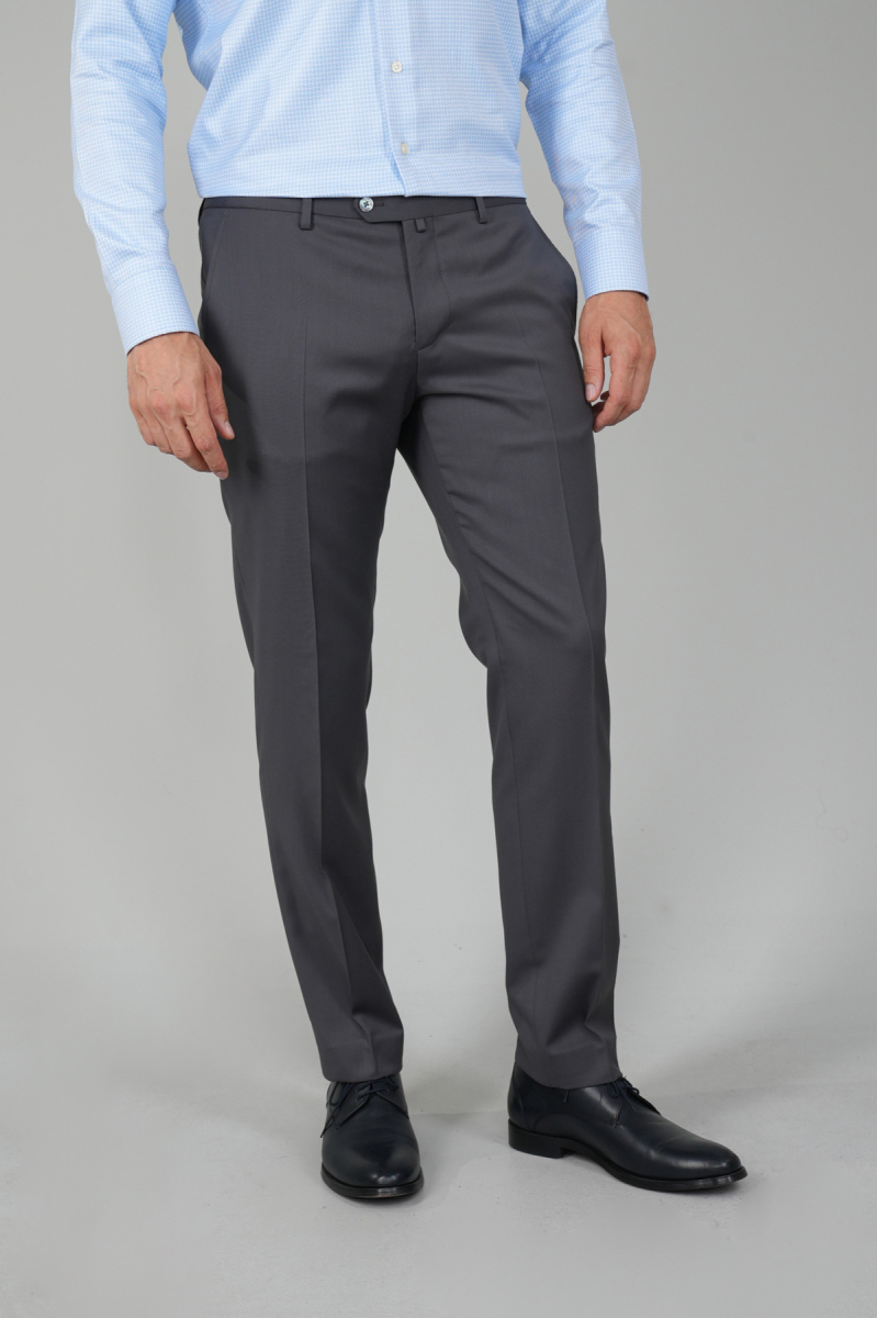 Gri Yün Dokuma Erkek Klasik Pantolon
