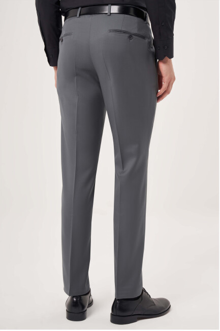 Gri Yün Dokuma Klasik Erkek Pantolon - 2