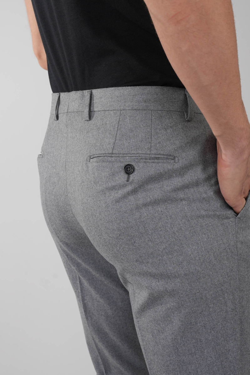 Gri Yün Flanel Regular Fit Klasik Erkek Pantolon - 4