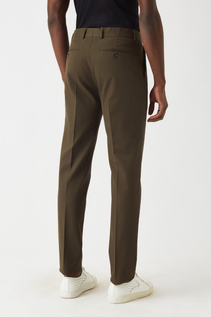 Haki Çift Pileli 4 Cepli Spor Erkek Pantolon - 2