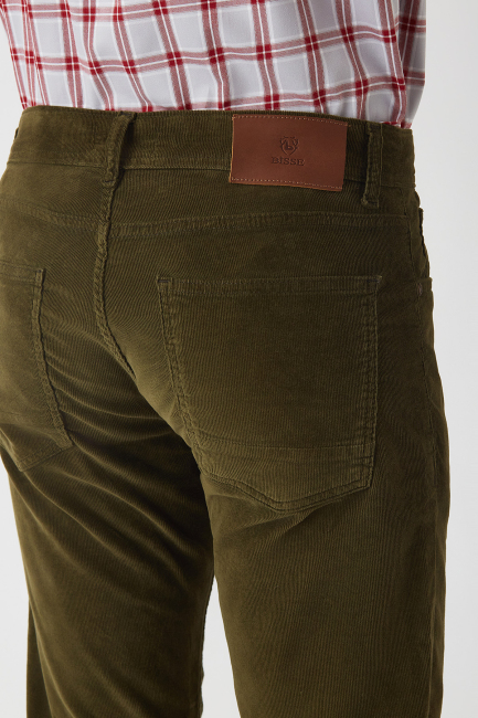 Haki Kadife 5 Cepli Spor Erkek Pantolon - 3
