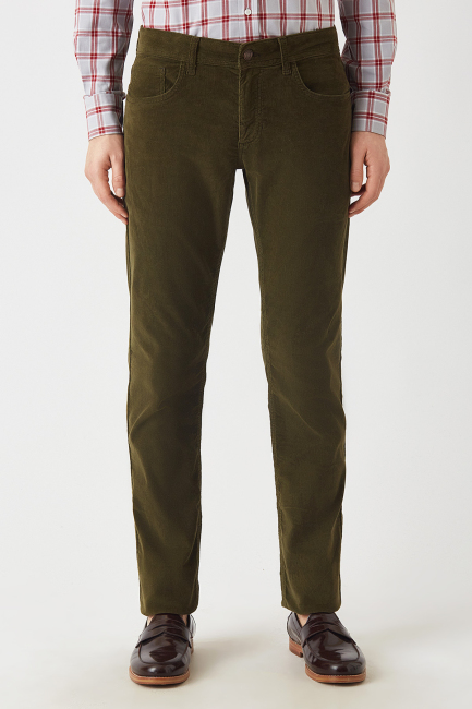 Haki Kadife 5 Cepli Spor Erkek Pantolon