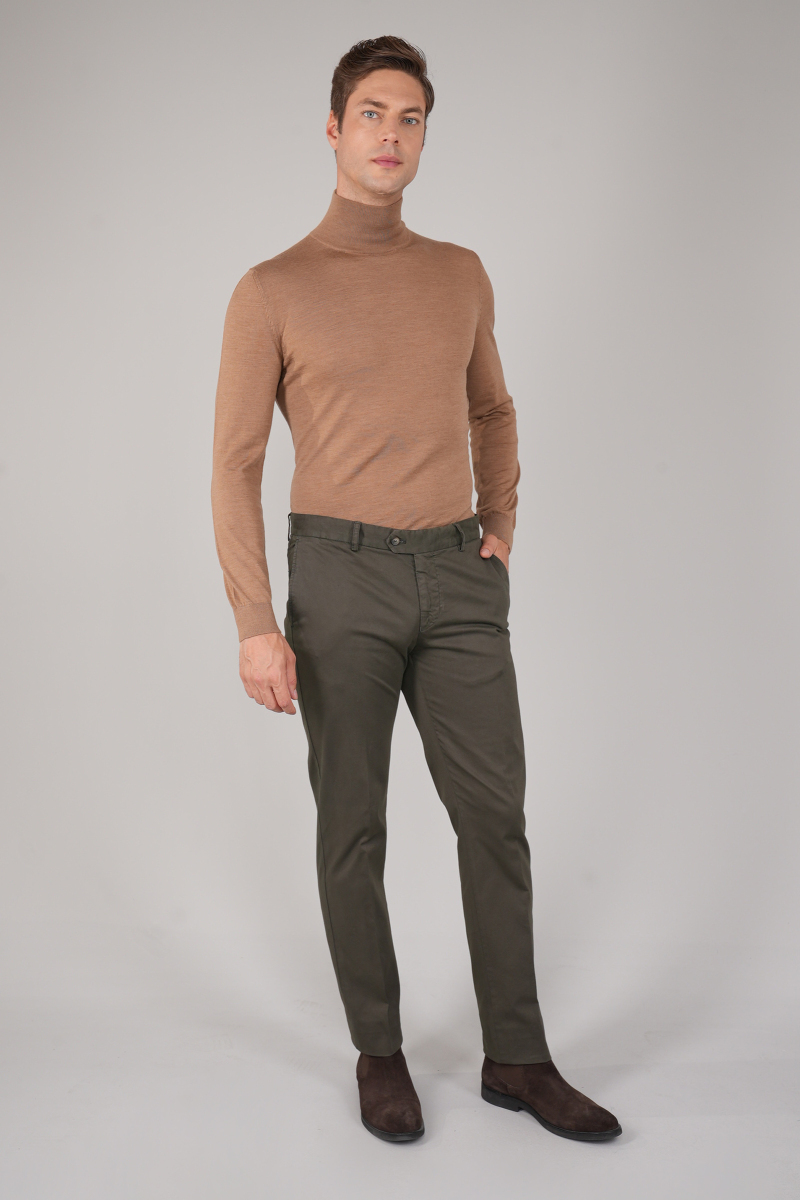 Haki Pamuklu 4 Cepli Erkek Basic Spor Pantolon - 5