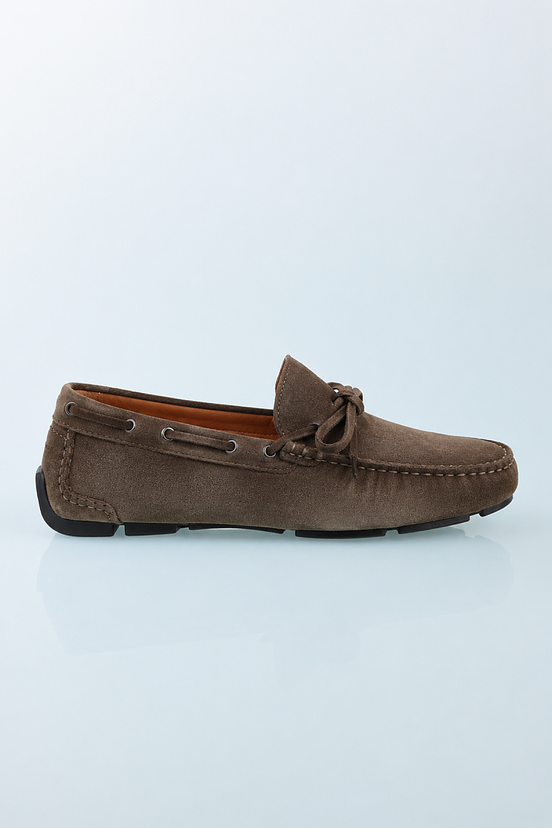 Haki Deri Süet Loafer Ayakkabı - 3