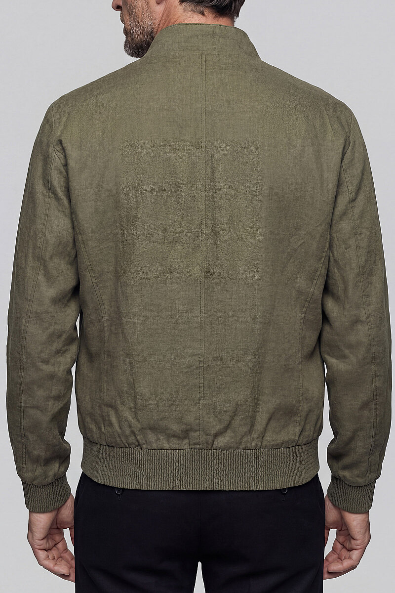 Haki Yazlık Keten Erkek Mont  - 2