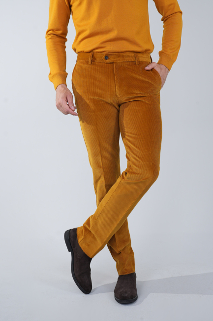 Hardal Kadife Pamuk Modal Likralı Esnek Rahat 4 Cepli Erkek Pantolon