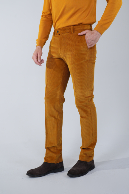 Hardal Kadife Pamuk Modal Likralı Esnek Rahat 4 Cepli Erkek Pantolon - 3