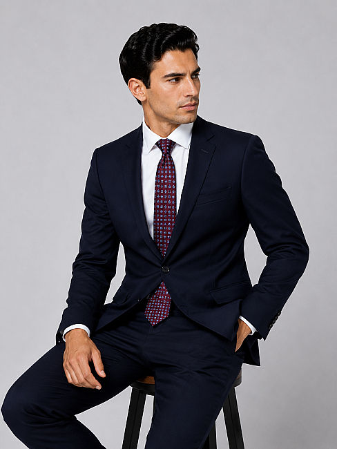 Silk Tie Mendil Suit Burgundy (1)