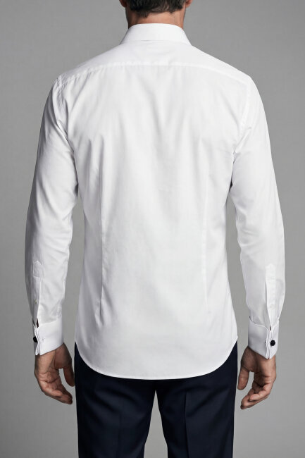 İtalyan Regular Fit Double Manşet Pamuk Beyaz Erkek Gömlek - 2