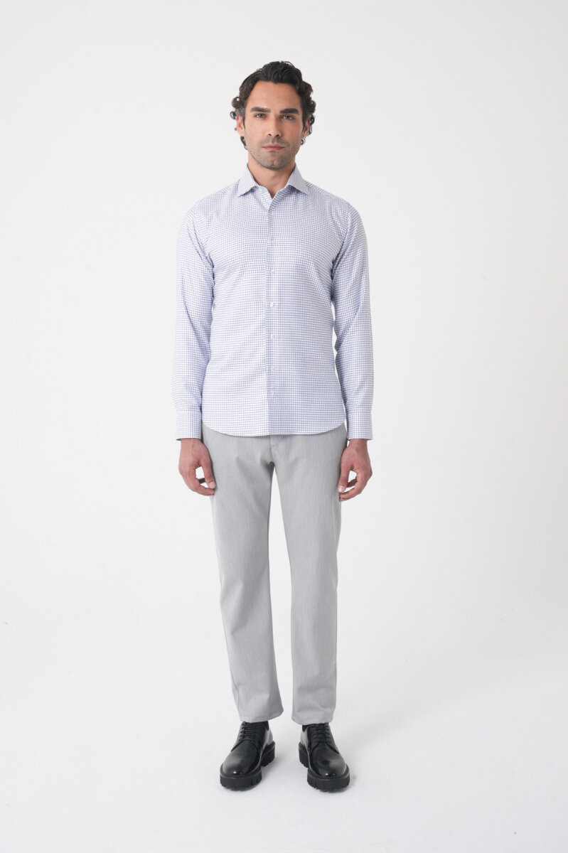 Regular Fit İtalyan Yaka Pamuk Lacivert Erkek Gömlek - 3