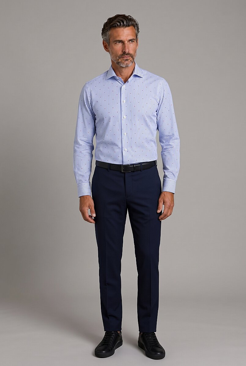 Mavi Regular Fit Cepsiz İtalyan Yaka Uzun Gömlek - 5