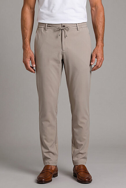 Bej Jogger İpli̇ Spor Pantolon - 1
