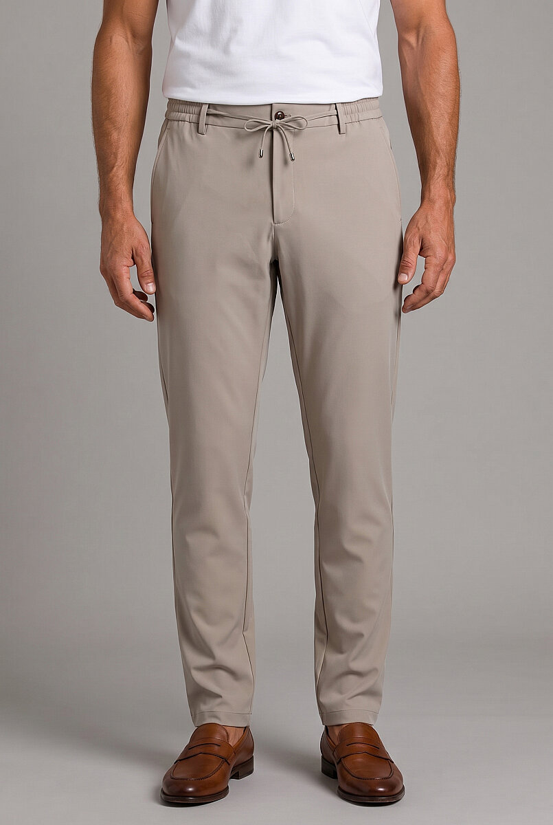Bej Jogger İpli̇ Spor Pantolon - 1